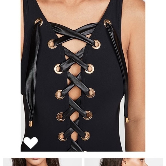 Karla Colletto Womens 6 Black Lace Up Maritta One Piece Swimsuit New Shopbop - Picture 8 of 8